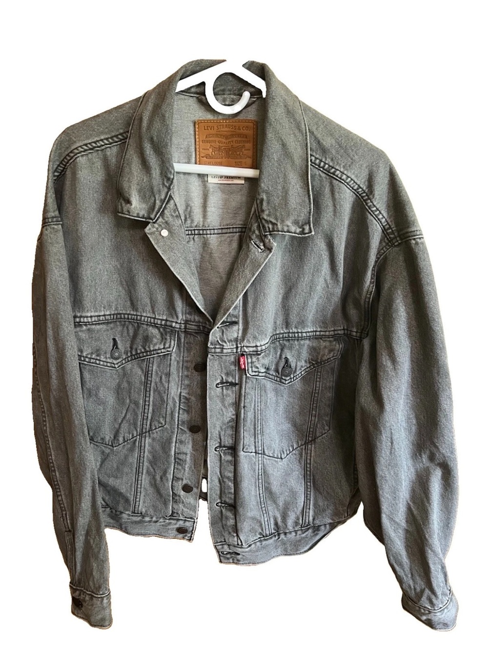Levi’s Premium Big E Stay Loose Jacket 28789-0002 Men’s Large Gray Charcoal Deni
